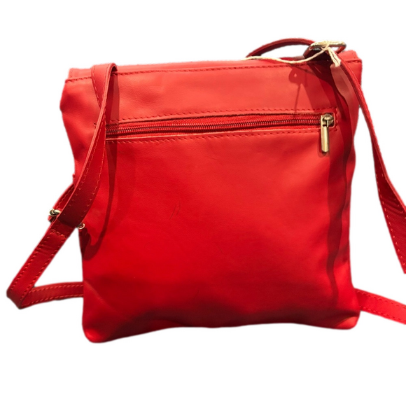 Red Leather Crossbody Bag | Made in Greece | Soft Genuine Leather | NWOT - Picture 2 of 13